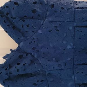 Lace pattern dress, Vavi size M, dark teal